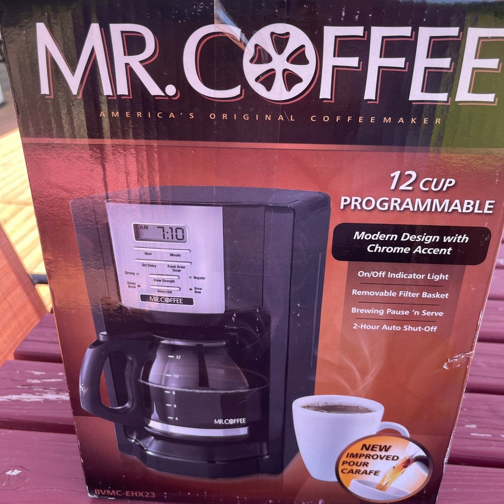 Mr. Coffee 12-Cup Programmable Black and Chrome New in Box